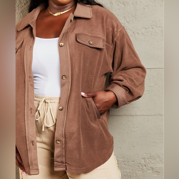 NEW Heimish Cozy Girl Plus Size Button Down Oversized Shacket Shirt Jacket - Picture 2 of 5